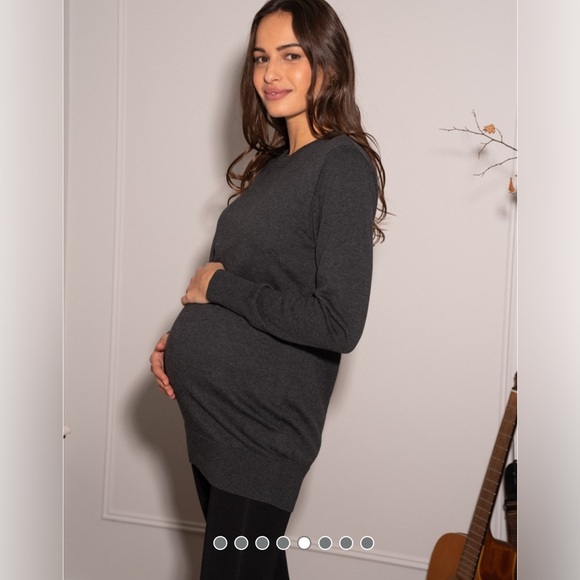 Seraphine Maternity Charcoal Cotton Lift Up Maternity & Nursing Sweater XS - Picture 3 of 10